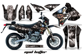 Graphics Kit Decal Sticker Wrap + # Plates For Suzuki DRZ400SM 2000-2018 HATTER SILVER BLACK-atv motorcycle utv parts accessories gear helmets jackets gloves pantsAll Terrain Depot