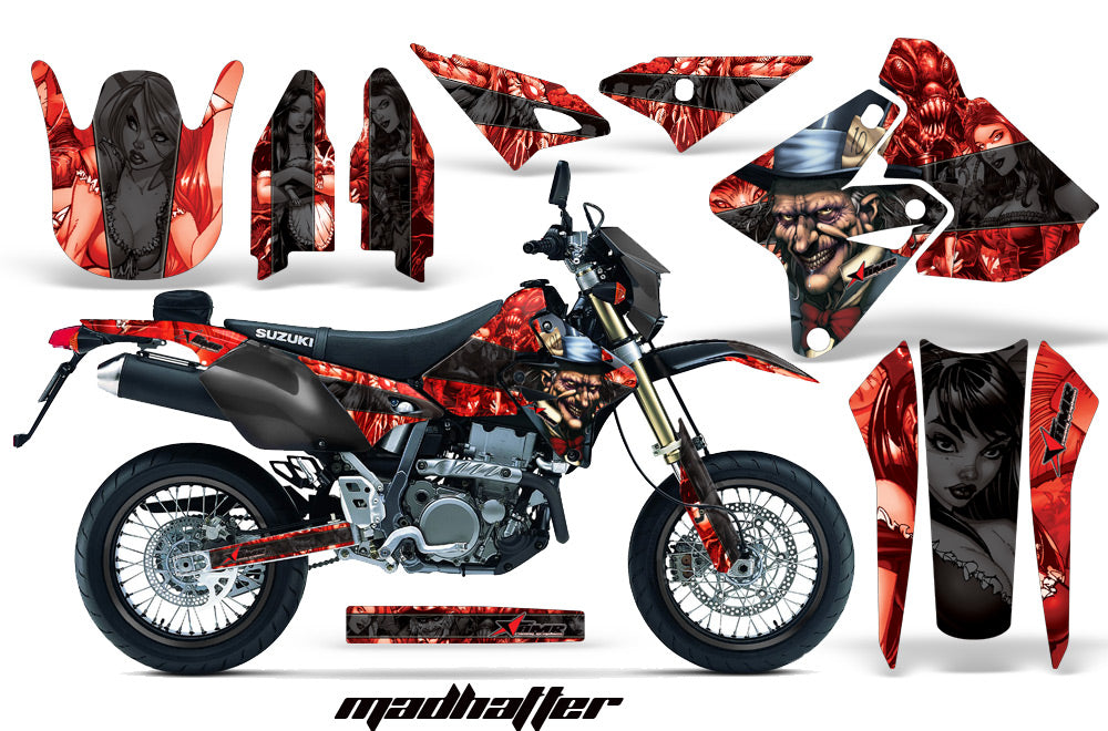 Dirt Bike Graphics Kit Decal Sticker Wrap For Suzuki DRZ400SM 2000-2018 HATTER BLACK RED-atv motorcycle utv parts accessories gear helmets jackets gloves pantsAll Terrain Depot