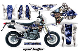 Dirt Bike Graphics Kit Decal Sticker Wrap For Suzuki DRZ400SM 2000-2018 HATTER BLUE WHITE