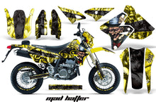 Load image into Gallery viewer, Graphics Kit Decal Sticker Wrap + # Plates For Suzuki DRZ400SM 2000-2018 HATTER BLACK YELLOW-atv motorcycle utv parts accessories gear helmets jackets gloves pantsAll Terrain Depot