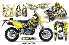 Dirt Bike Graphics Kit Decal Sticker Wrap For Suzuki DRZ400SM 2000-2018 HATTER WHITE YELLOW-atv motorcycle utv parts accessories gear helmets jackets gloves pantsAll Terrain Depot