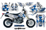 Dirt Bike Graphics Kit Decal Sticker Wrap For Suzuki DRZ400SM 2000-2018 MELTDOWN BLUE WHITE