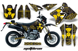 Dirt Bike Graphics Kit Decal Sticker Wrap For Suzuki DRZ400SM 2000-2018 MELTDOWN YELLOW BLACK