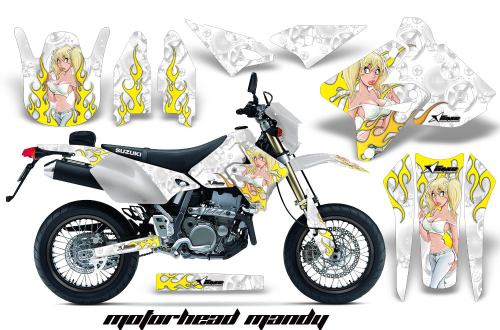 Dirt Bike Graphics Kit Decal Sticker Wrap For Suzuki DRZ400SM 2000-2018 MOTO MANDY WHITE-atv motorcycle utv parts accessories gear helmets jackets gloves pantsAll Terrain Depot