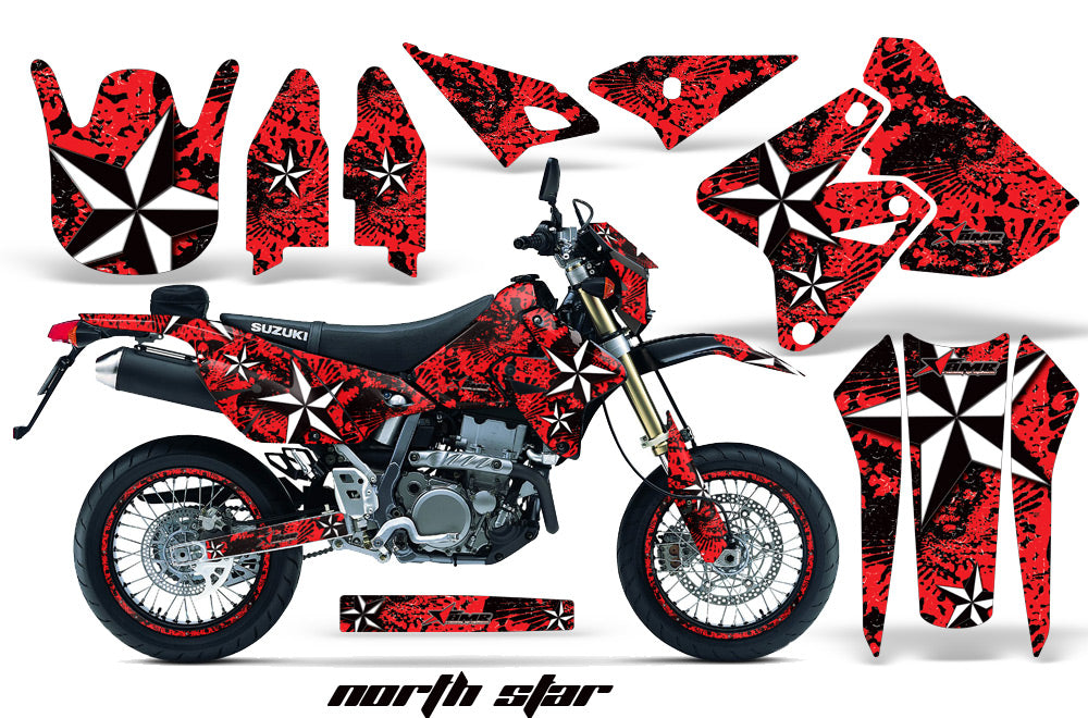 Graphics Kit Decal Sticker Wrap + # Plates For Suzuki DRZ400SM 2000-2018 NORTHSTAR RED-atv motorcycle utv parts accessories gear helmets jackets gloves pantsAll Terrain Depot