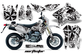 Dirt Bike Graphics Kit Decal Sticker Wrap For Suzuki DRZ400SM 2000-2018 NORTHSTAR SILVER WHITE-atv motorcycle utv parts accessories gear helmets jackets gloves pantsAll Terrain Depot
