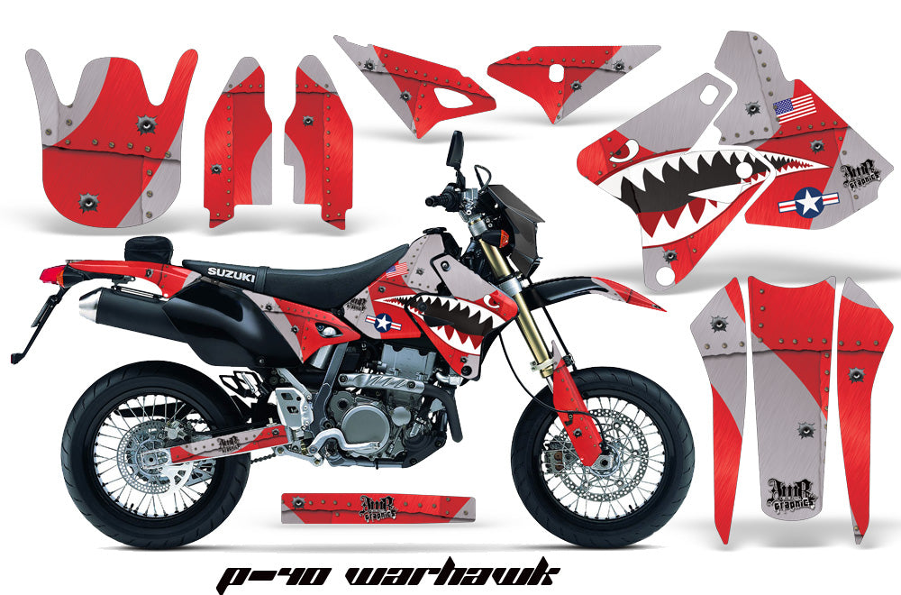 Dirt Bike Graphics Kit Decal Sticker Wrap For Suzuki DRZ400SM 2000-2018 WARHAWK RED-atv motorcycle utv parts accessories gear helmets jackets gloves pantsAll Terrain Depot