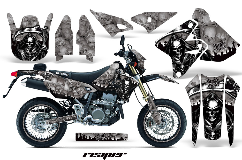 Graphics Kit Decal Sticker Wrap + # Plates For Suzuki DRZ400SM 2000-2018 REAPER SILVER-atv motorcycle utv parts accessories gear helmets jackets gloves pantsAll Terrain Depot