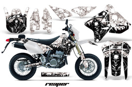 Dirt Bike Graphics Kit Decal Sticker Wrap For Suzuki DRZ400SM 2000-2018 REAPER WHITE-atv motorcycle utv parts accessories gear helmets jackets gloves pantsAll Terrain Depot