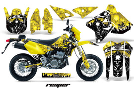Dirt Bike Graphics Kit Decal Sticker Wrap For Suzuki DRZ400SM 2000-2018 REAPER YELLOW-atv motorcycle utv parts accessories gear helmets jackets gloves pantsAll Terrain Depot