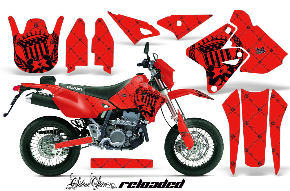 Dirt Bike Graphics Kit Decal Sticker Wrap For Suzuki DRZ400SM 2000-2018 RELOADED BLACK RED-atv motorcycle utv parts accessories gear helmets jackets gloves pantsAll Terrain Depot