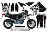 Graphics Kit Decal Sticker Wrap + # Plates For Suzuki DRZ400SM 2000-2018 RELOADED WHITE BLACK