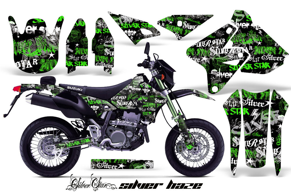 Dirt Bike Graphics Kit Decal Sticker Wrap For Suzuki DRZ400SM 2000-2018 SSSH GREEN BLACK-atv motorcycle utv parts accessories gear helmets jackets gloves pantsAll Terrain Depot