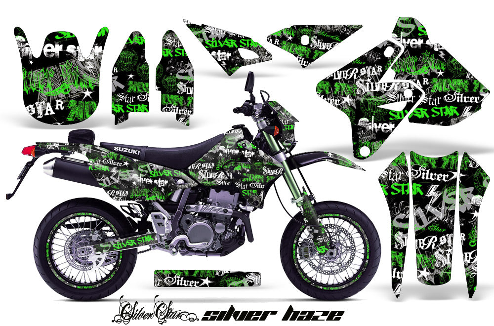 Graphics Kit Decal Sticker Wrap + # Plates For Suzuki DRZ400SM 2000-2018 SSSH GREEN BLACK-atv motorcycle utv parts accessories gear helmets jackets gloves pantsAll Terrain Depot