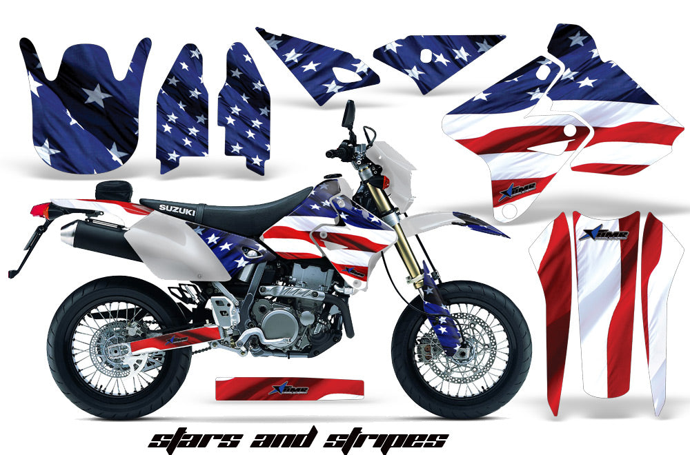 Dirt Bike Graphics Kit Decal Sticker Wrap For Suzuki DRZ400SM 2000-2018 USA FLAG-atv motorcycle utv parts accessories gear helmets jackets gloves pantsAll Terrain Depot