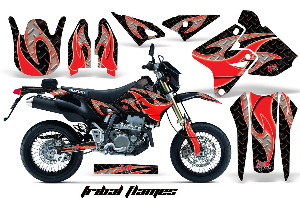 Dirt Bike Graphics Kit Decal Sticker Wrap For Suzuki DRZ400SM 2000-2018 TRIBAL RED BLACK-atv motorcycle utv parts accessories gear helmets jackets gloves pantsAll Terrain Depot