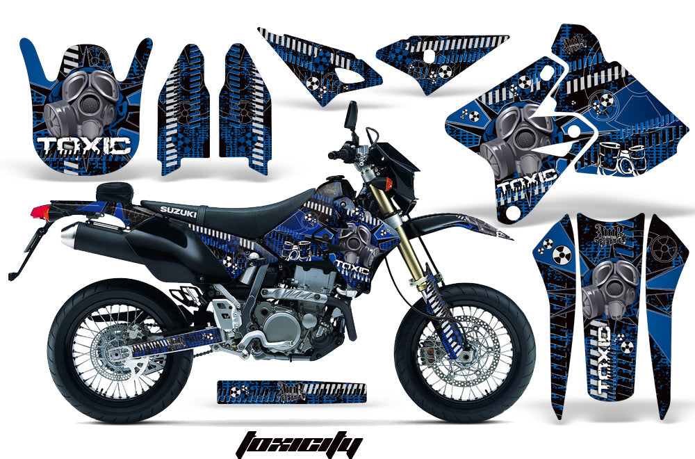 Dirt Bike Graphics Kit Decal Sticker Wrap For Suzuki DRZ400SM 2000-2018 TOXIC BLUE BLACK-atv motorcycle utv parts accessories gear helmets jackets gloves pantsAll Terrain Depot
