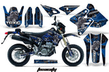 Dirt Bike Graphics Kit Decal Sticker Wrap For Suzuki DRZ400SM 2000-2018 TOXIC BLUE BLACK