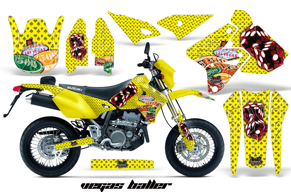 Dirt Bike Graphics Kit Decal Sticker Wrap For Suzuki DRZ400SM 2000-2018 VEGAS YELLOW-atv motorcycle utv parts accessories gear helmets jackets gloves pantsAll Terrain Depot