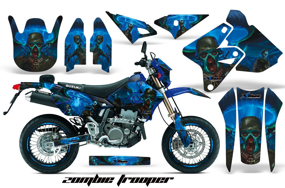 Graphics Kit Decal Sticker Wrap + # Plates For Suzuki DRZ400SM 2000-2018 ZOMBIE BLUE-atv motorcycle utv parts accessories gear helmets jackets gloves pantsAll Terrain Depot