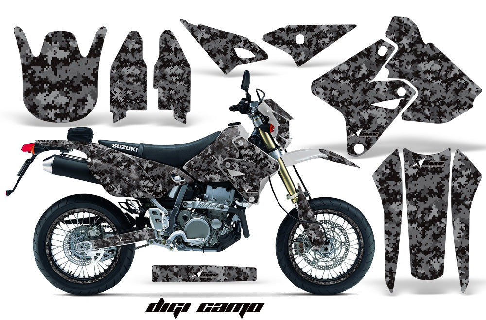 Graphics Kit Decal Sticker Wrap + # Plates For Suzuki DRZ400SM 2000-2018 DIGICAMO BLACK-atv motorcycle utv parts accessories gear helmets jackets gloves pantsAll Terrain Depot
