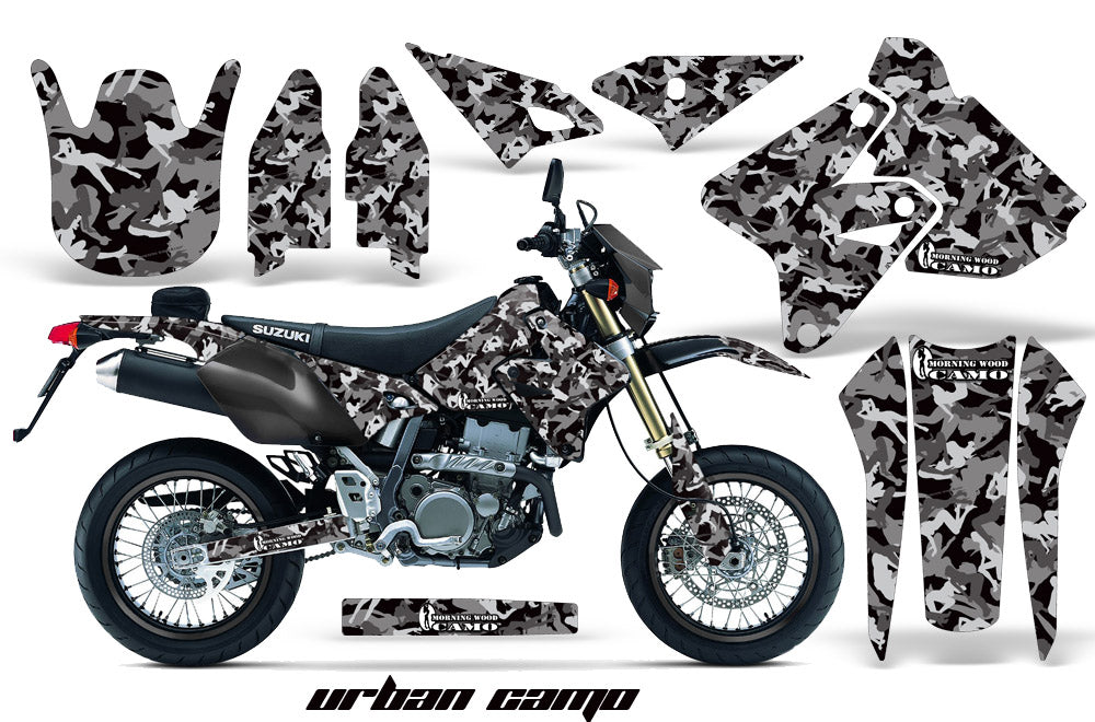 Dirt Bike Graphics Kit Decal Sticker Wrap For Suzuki DRZ400SM 2000-2018 URBAN CAMO BLACK-atv motorcycle utv parts accessories gear helmets jackets gloves pantsAll Terrain Depot