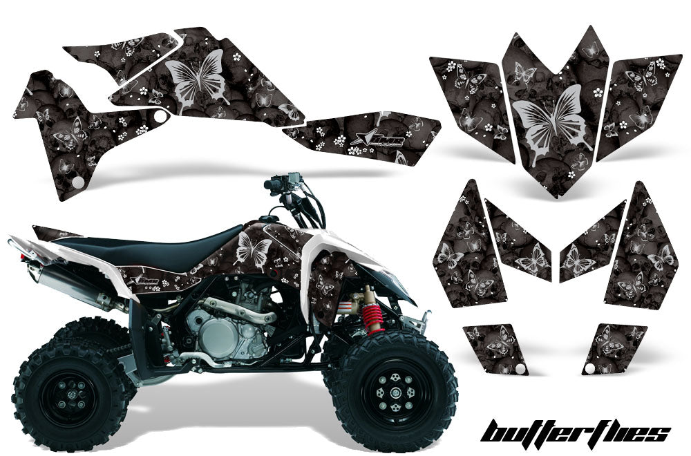 ATV Graphics Kit Quad Decal Sticker Wrap For Suzuki LTR450 2006-2009 BUTTERFLIES SILVER BLACK-atv motorcycle utv parts accessories gear helmets jackets gloves pantsAll Terrain Depot