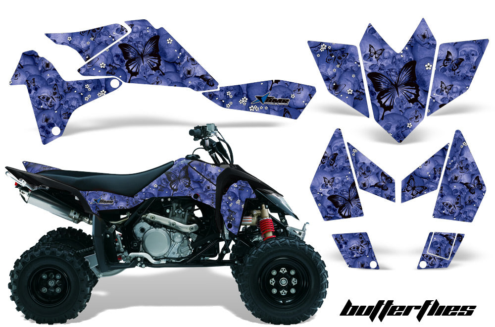 ATV Graphics Kit Quad Decal Sticker Wrap For Suzuki LTR450 2006-2009 BUTTERFLIES BLACK BLUE-atv motorcycle utv parts accessories gear helmets jackets gloves pantsAll Terrain Depot