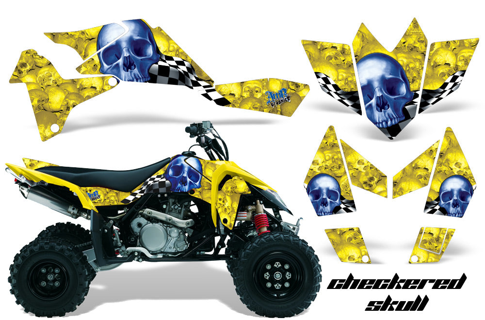 ATV Graphics Kit Quad Decal Sticker Wrap For Suzuki LTR450 2006-2009 CHECKERED BLUE YELLOW-atv motorcycle utv parts accessories gear helmets jackets gloves pantsAll Terrain Depot