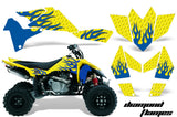 ATV Graphics Kit Quad Decal Sticker Wrap For Suzuki LTR450 2006-2009 DIAMOND FLAMES BLUE WHITE