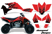 Load image into Gallery viewer, ATV Graphics Kit Quad Decal Sticker Wrap For Suzuki LTR450 2006-2009 DIAMOND FLAMES BLACK RED-atv motorcycle utv parts accessories gear helmets jackets gloves pantsAll Terrain Depot