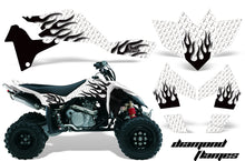 Load image into Gallery viewer, ATV Graphics Kit Quad Decal Sticker Wrap For Suzuki LTR450 2006-2009 DIAMOND FLAMES BLACK WHITE-atv motorcycle utv parts accessories gear helmets jackets gloves pantsAll Terrain Depot
