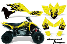 Load image into Gallery viewer, ATV Graphics Kit Quad Decal Sticker Wrap For Suzuki LTR450 2006-2009 DIAMOND FLAMES BLACK YELLOW-atv motorcycle utv parts accessories gear helmets jackets gloves pantsAll Terrain Depot