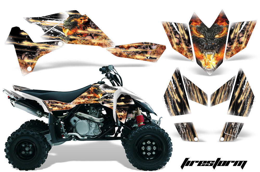 ATV Graphics Kit Quad Decal Sticker Wrap For Suzuki LTR450 2006-2009 FIRESTORM WHITE-atv motorcycle utv parts accessories gear helmets jackets gloves pantsAll Terrain Depot