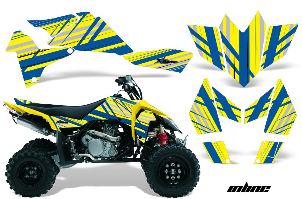 ATV Graphics Kit Quad Decal Sticker Wrap For Suzuki LTR450 2006-2009 INLINE YELLOW BLUE-atv motorcycle utv parts accessories gear helmets jackets gloves pantsAll Terrain Depot