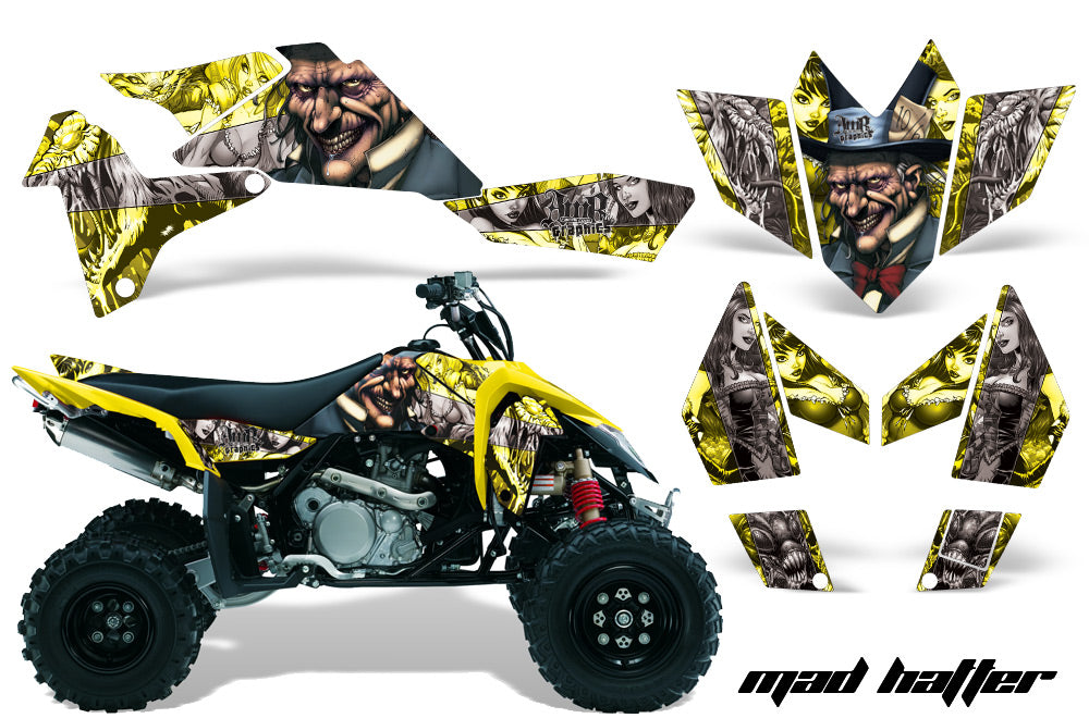 ATV Graphics Kit Quad Decal Sticker Wrap For Suzuki LTR450 2006-2009 HATTER YELLOW SILVER-atv motorcycle utv parts accessories gear helmets jackets gloves pantsAll Terrain Depot