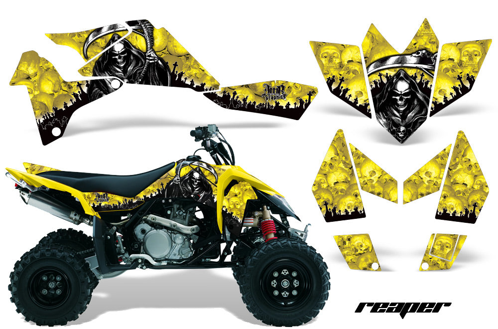 ATV Graphics Kit Quad Decal Sticker Wrap For Suzuki LTR450 2006-2009 REAPER YELLOW-atv motorcycle utv parts accessories gear helmets jackets gloves pantsAll Terrain Depot