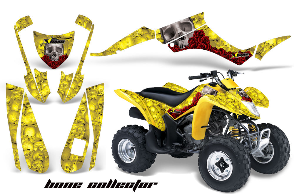 ATV Graphics Kit Decal Quad Wrap For Suzuki LTZ250 LTZ 250 2004-2009 BONES YELLOW-atv motorcycle utv parts accessories gear helmets jackets gloves pantsAll Terrain Depot
