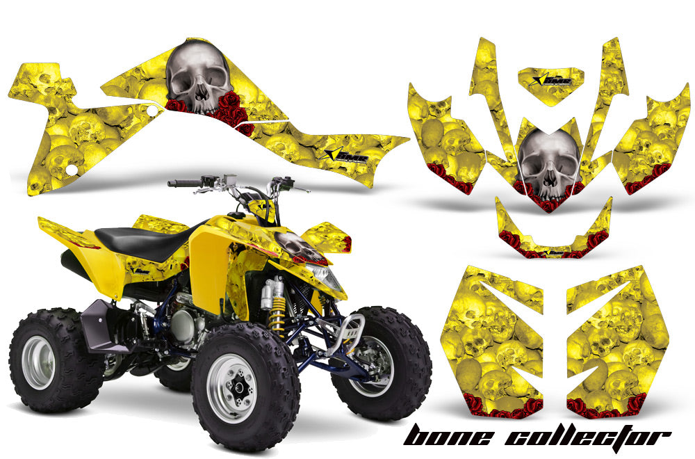 ATV Graphics Kit Quad Decal Sticker Wrap For Suzuki LTZ400 2009-2016 BONES YELLOW-atv motorcycle utv parts accessories gear helmets jackets gloves pantsAll Terrain Depot