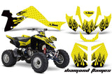ATV Graphics Kit Quad Decal Sticker Wrap For Suzuki LTZ400 2009-2016 DIAMOND FLAMES BLACK YELLOW