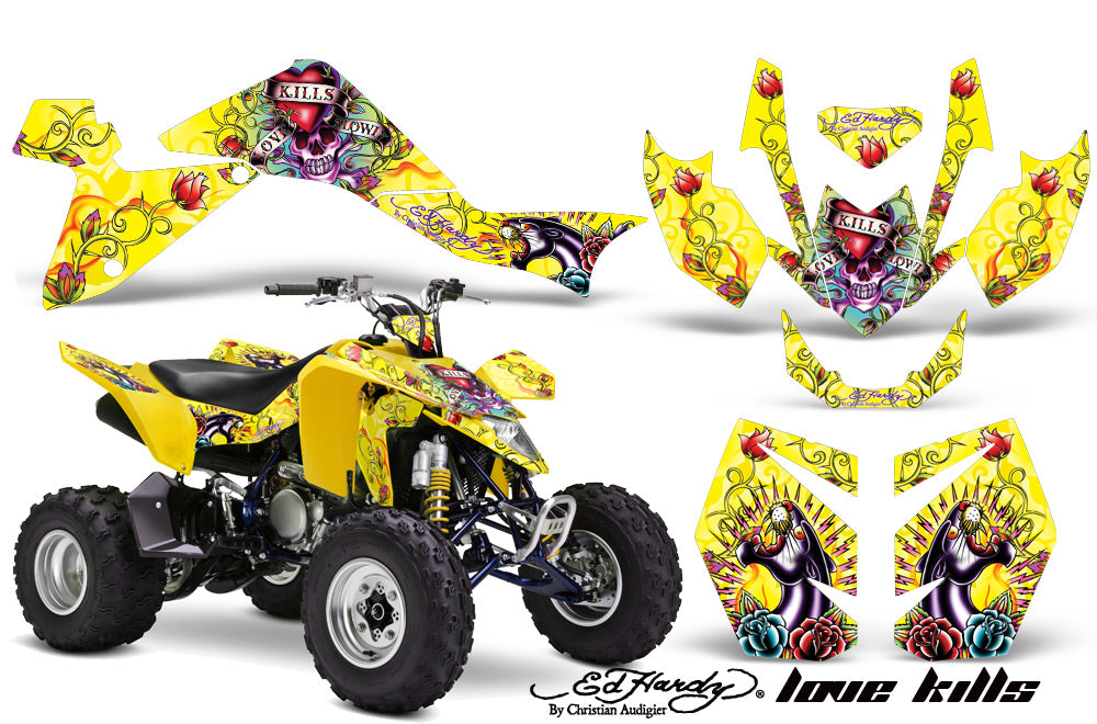 ATV Graphics Kit Quad Decal Sticker Wrap For Suzuki LTZ400 2009-2016 EDHLK YELLOW-atv motorcycle utv parts accessories gear helmets jackets gloves pantsAll Terrain Depot