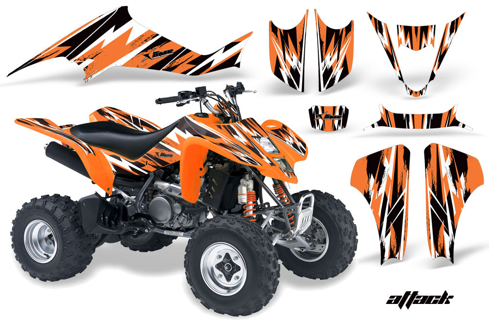 ATV Graphics Kit Decal Sticker Wrap For Kawasaki KFX400 2003-2008 ATTACK ORANGE-atv motorcycle utv parts accessories gear helmets jackets gloves pantsAll Terrain Depot