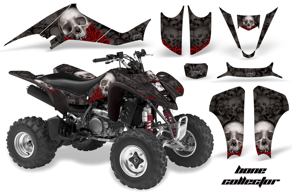 ATV Graphics Kit Decal Sticker Wrap For Kawasaki KFX400 2003-2008 BONES BLACK-atv motorcycle utv parts accessories gear helmets jackets gloves pantsAll Terrain Depot