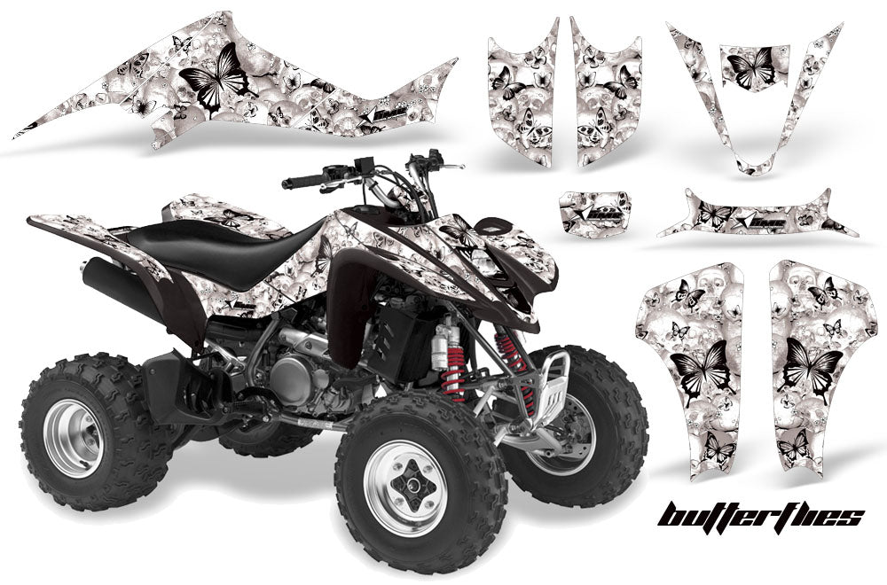 ATV Graphics Kit Decal Sticker Wrap For Kawasaki KFX400 2003-2008 BUTTERFLY BLACK WHITE-atv motorcycle utv parts accessories gear helmets jackets gloves pantsAll Terrain Depot