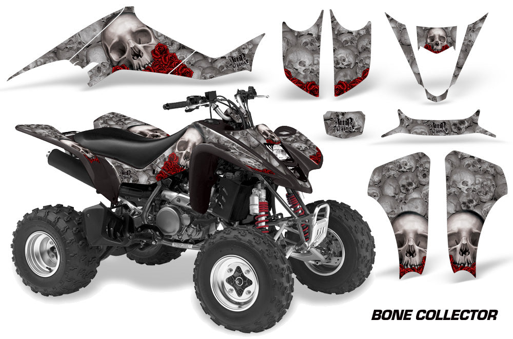 ATV Graphics Kit Decal Sticker Wrap For Kawasaki KFX400 2003-2008 BONES SILVER-atv motorcycle utv parts accessories gear helmets jackets gloves pantsAll Terrain Depot
