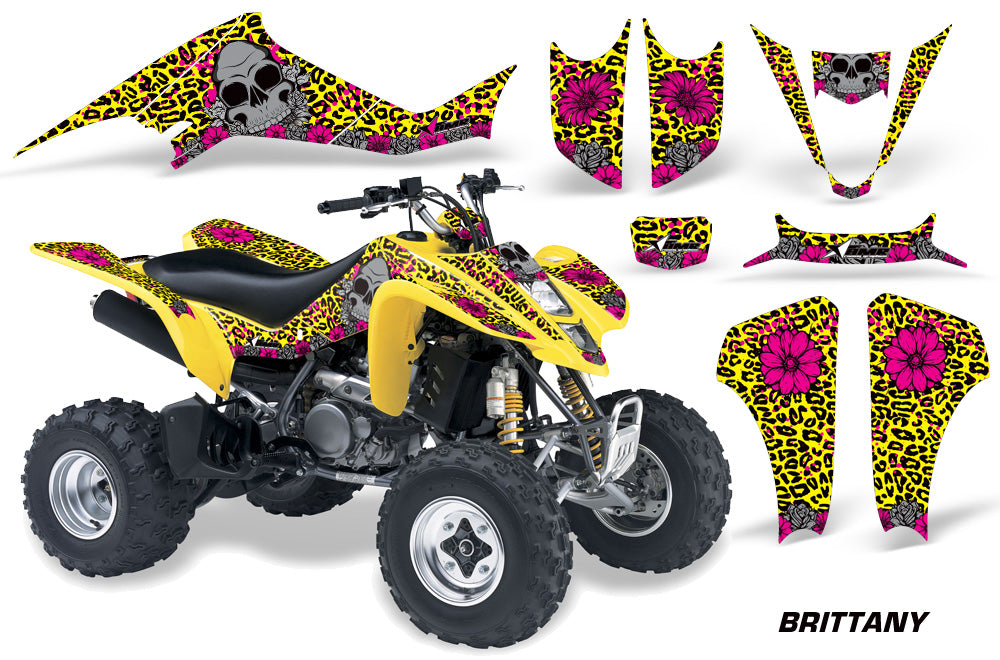 ATV Graphics Kit Decal Sticker Wrap For Kawasaki KFX400 2003-2008 BRITTANY PINK YELLOW-atv motorcycle utv parts accessories gear helmets jackets gloves pantsAll Terrain Depot
