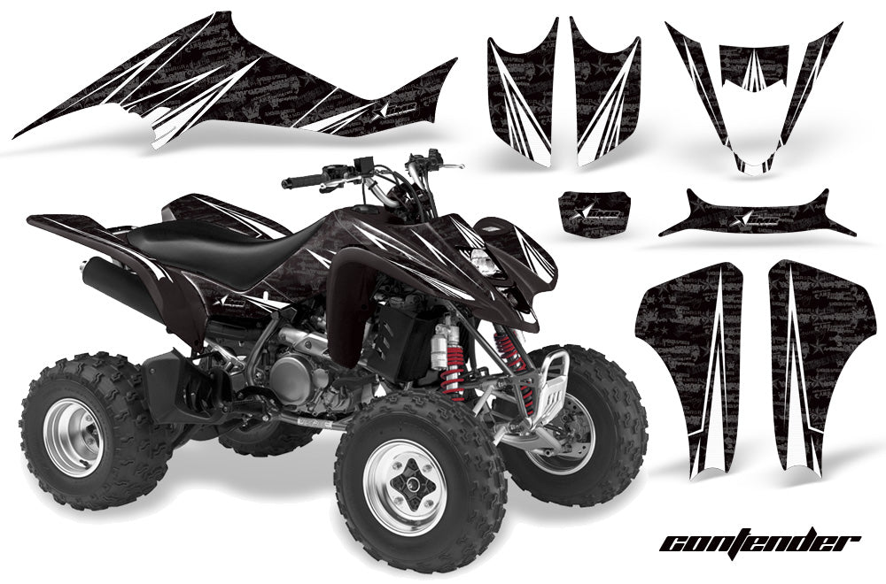 ATV Graphics Kit Decal Sticker Wrap For Kawasaki KFX400 2003-2008 CONTENDER WHITE BLACK-atv motorcycle utv parts accessories gear helmets jackets gloves pantsAll Terrain Depot