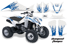 Load image into Gallery viewer, ATV Graphics Kit Decal Sticker Wrap For Kawasaki KFX400 2003-2008 DIAMOND FLAMES BLUE WHITE-atv motorcycle utv parts accessories gear helmets jackets gloves pantsAll Terrain Depot