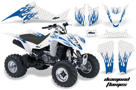 ATV Graphics Kit Decal Sticker Wrap For Suzuki LTZ400 2003-2008 DIAMOND FLAMES BLUE WHITE-atv motorcycle utv parts accessories gear helmets jackets gloves pantsAll Terrain Depot
