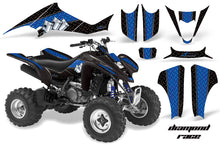 Load image into Gallery viewer, ATV Graphics Kit Decal Sticker Wrap For Kawasaki KFX400 2003-2008 DIAMOND RACE BLUE BLACK-atv motorcycle utv parts accessories gear helmets jackets gloves pantsAll Terrain Depot